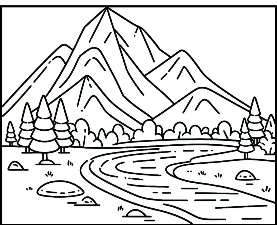 多种山脉自然风景线稿图,值得收藏
