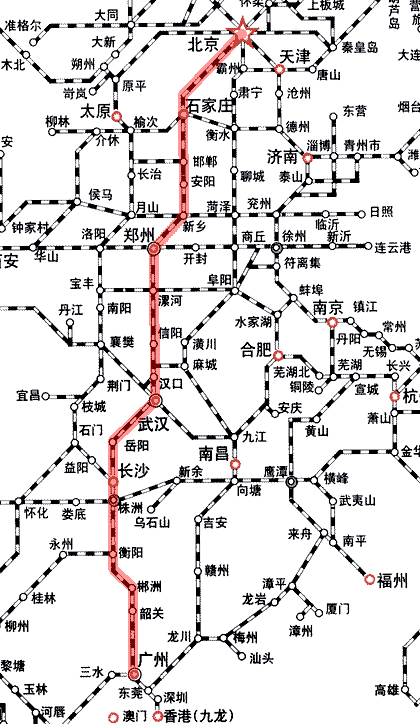 河南河北的城市都在一条线上,像糖葫芦一样