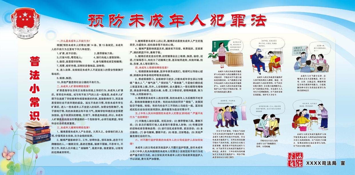 预防未成年人犯罪法校园宣传展板