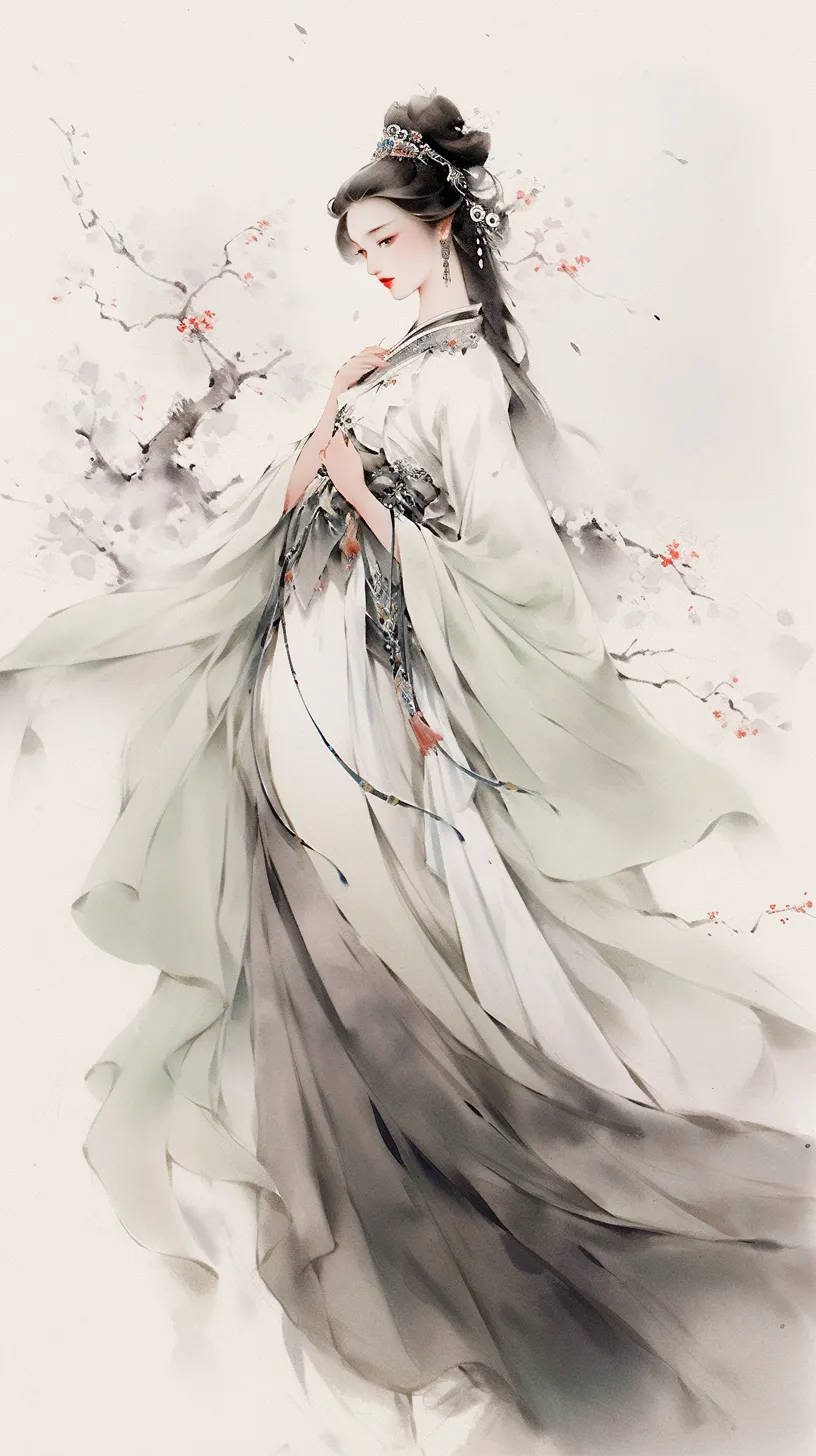 ai绘画壁纸之唯美国风美女