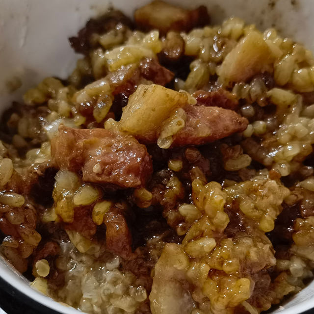 鲜肉糯米饭,肥油溶到了糯米里,饭吃起来很香