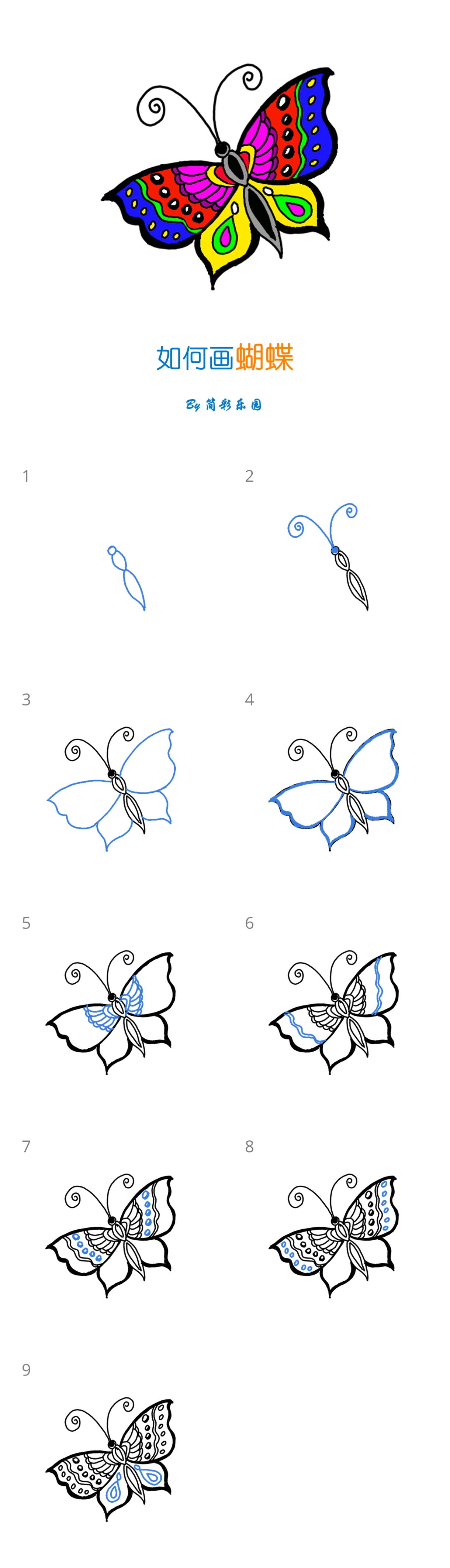 蝴蝶画法简单图片