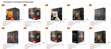 恐怖统治力！AMD通吃电商平台CPU畅销Top10：Intel零上榜