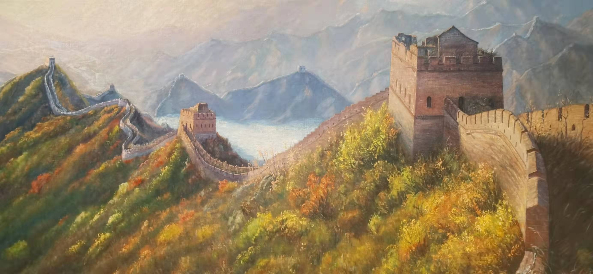 历时2年创作 巨幅长城油画作品《万里长城 中国精神》喜迎冬奥会