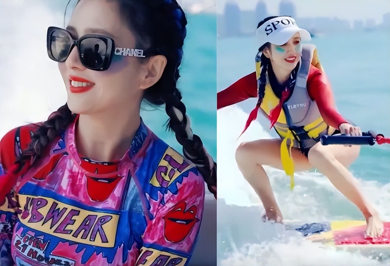 39岁佟丽娅晒美照,穿泳装玩冲浪,长腿白嫩吸睛,比江疏影好看
