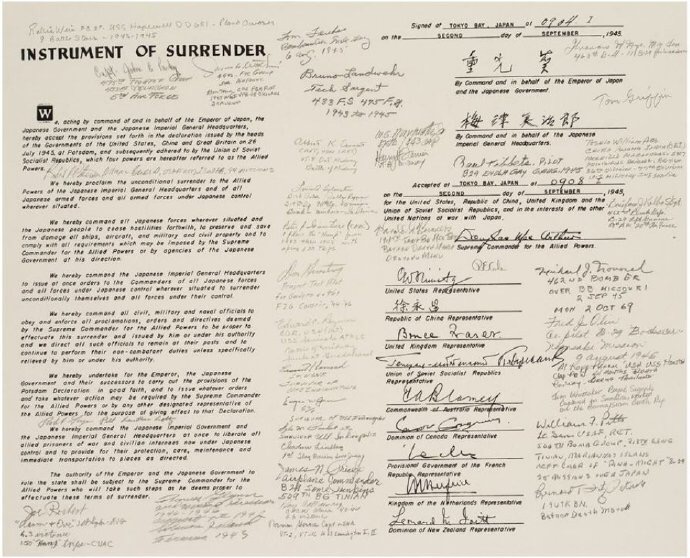 76年前的今天,日本在"密苏里号"上投降签字
