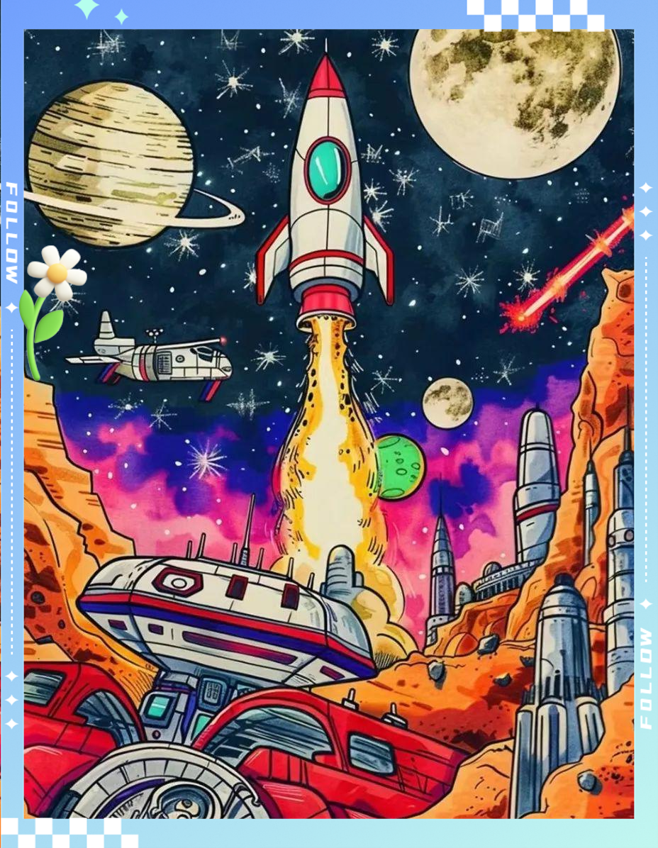 梅一凡同学的未来科技主题手绘作品