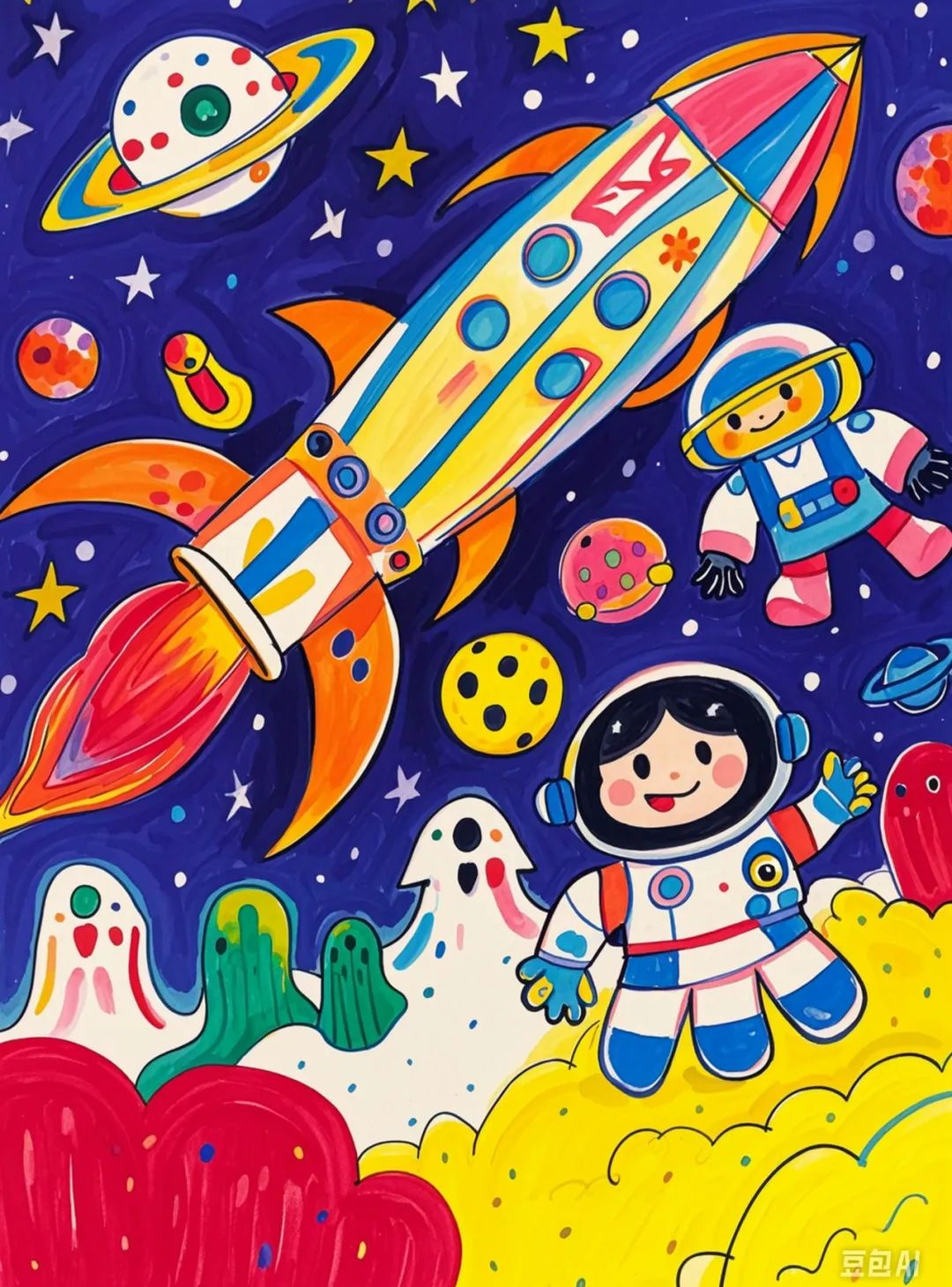 低年龄段科幻科技航天航空未来创想绘画素材精选