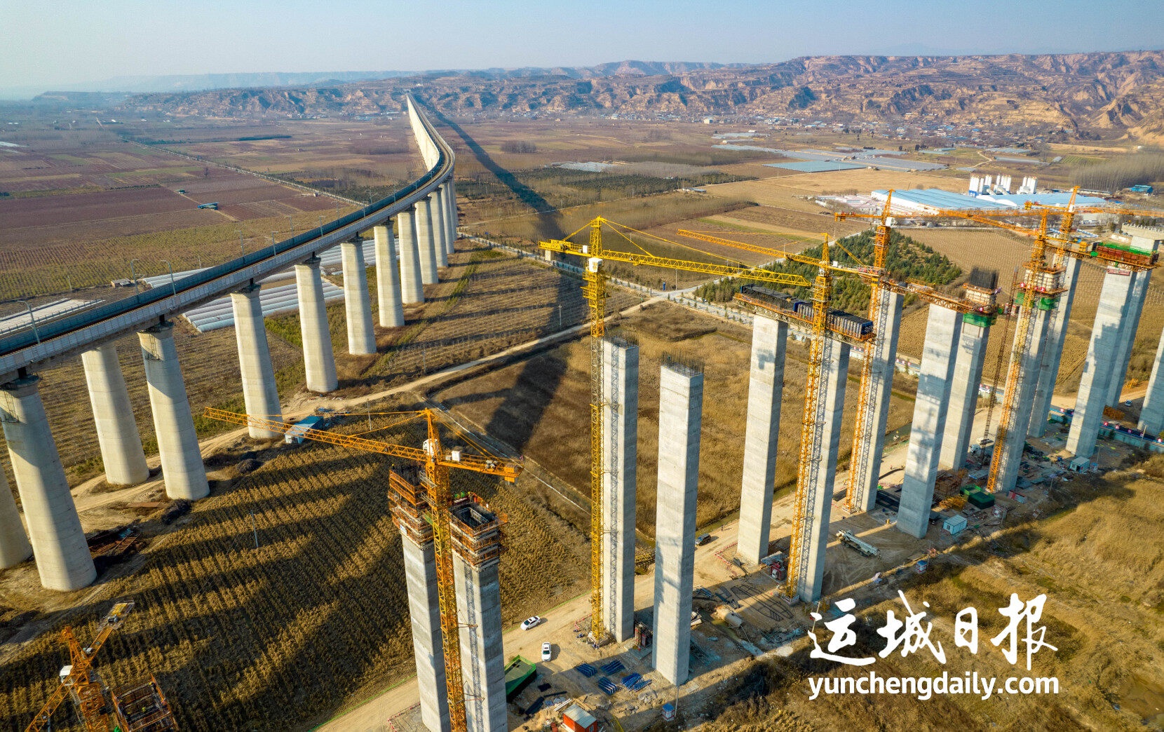 运三高速公路三门峡公铁黄河大桥连接线工程加紧施工