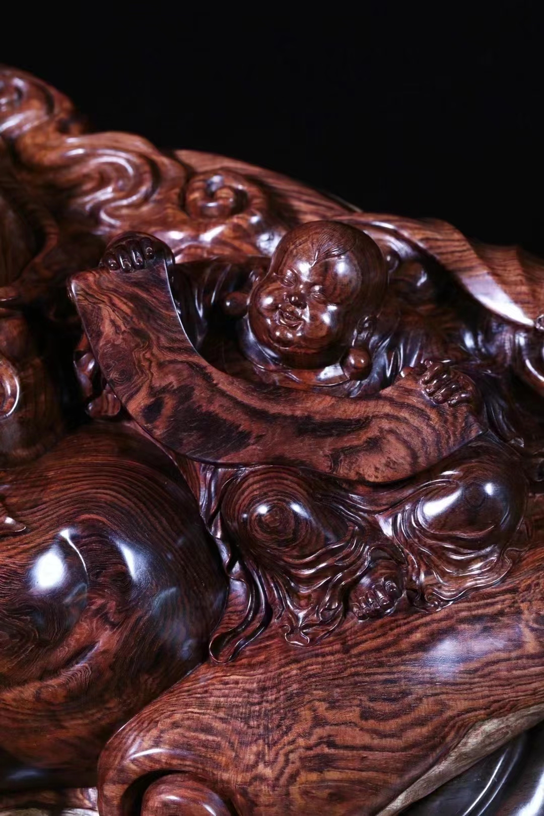 海南黄花梨弥勒佛雕刻摆件