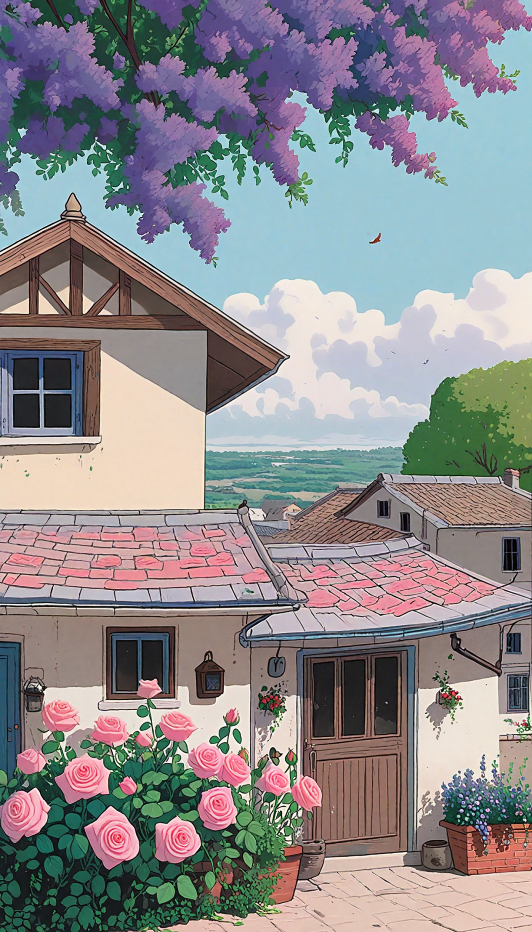 宫崎骏动画风格的秘密花园壁纸,展现自然之美与治愈力量