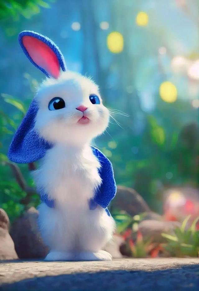 可爱的小兔子壁纸系列三,灰蓝色系列,无水印