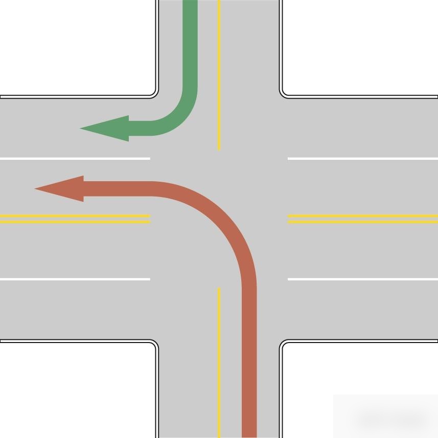 所谓"右转让左转"是不是仅适用于对向行驶的情况?