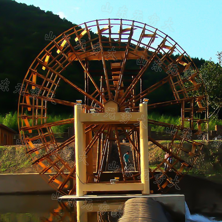 大型木质水车 传统灌溉农具