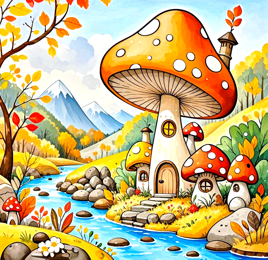 深秋美景的创意儿童画,值得一试
