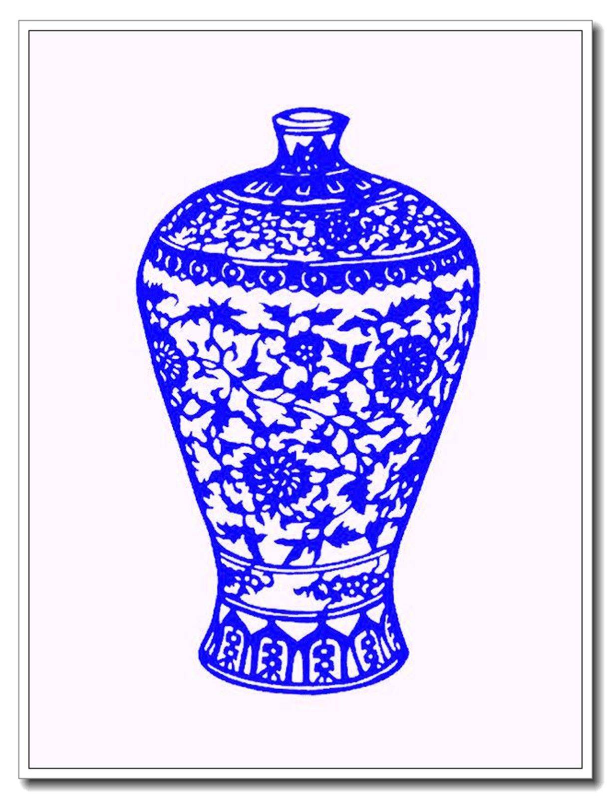 陈耀一组漂亮的青花瓶剪纸
