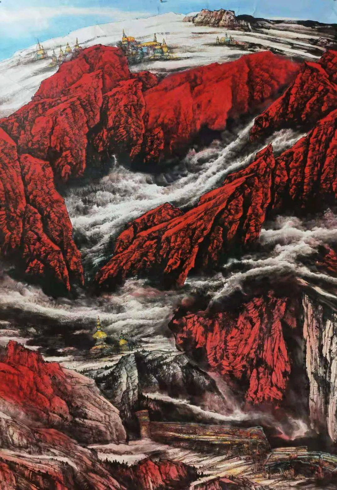 中国红——高劲松山水画作品欣赏