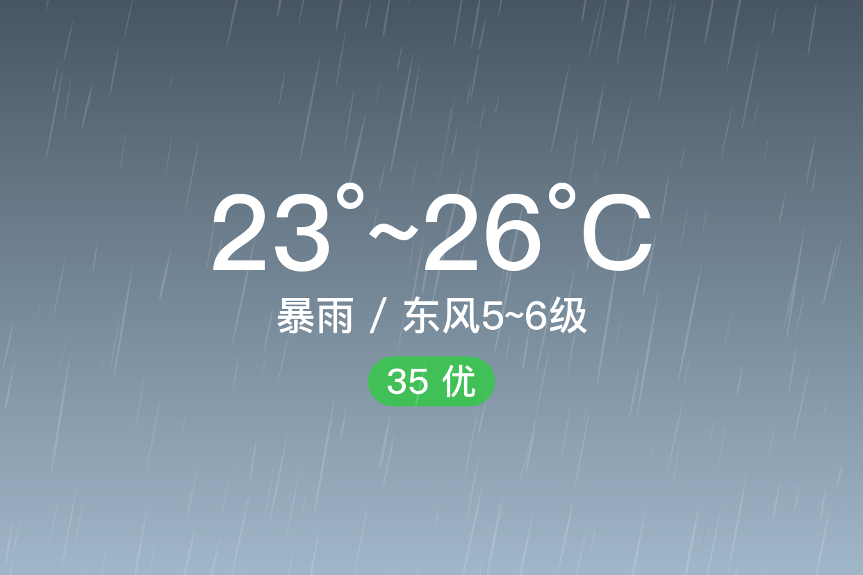 「邢台南和」7/30,暴雨,24~26℃,东风5~6级,空气质量优