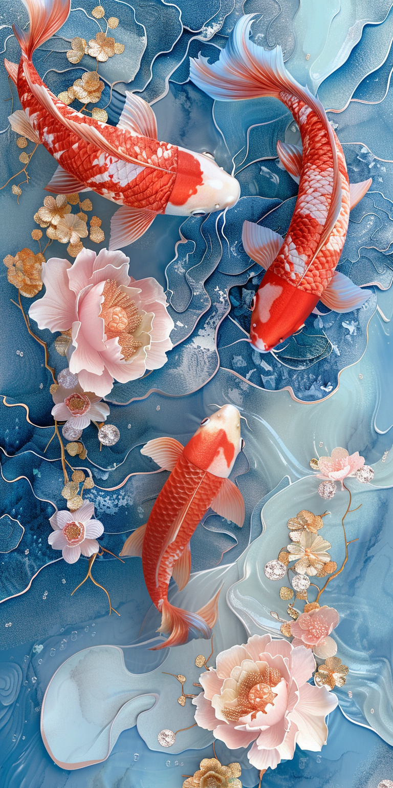 手机壁纸精选:《瑶池锦鲤,福泽绵延》展现东方美学与寓意