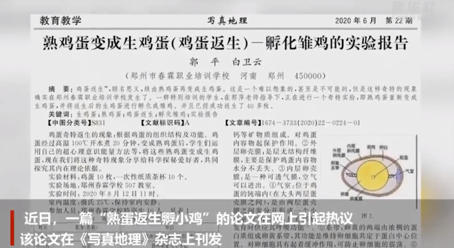 最新消息!"熟蛋返生孵小鸡"论文作者道歉:非常愧疚
