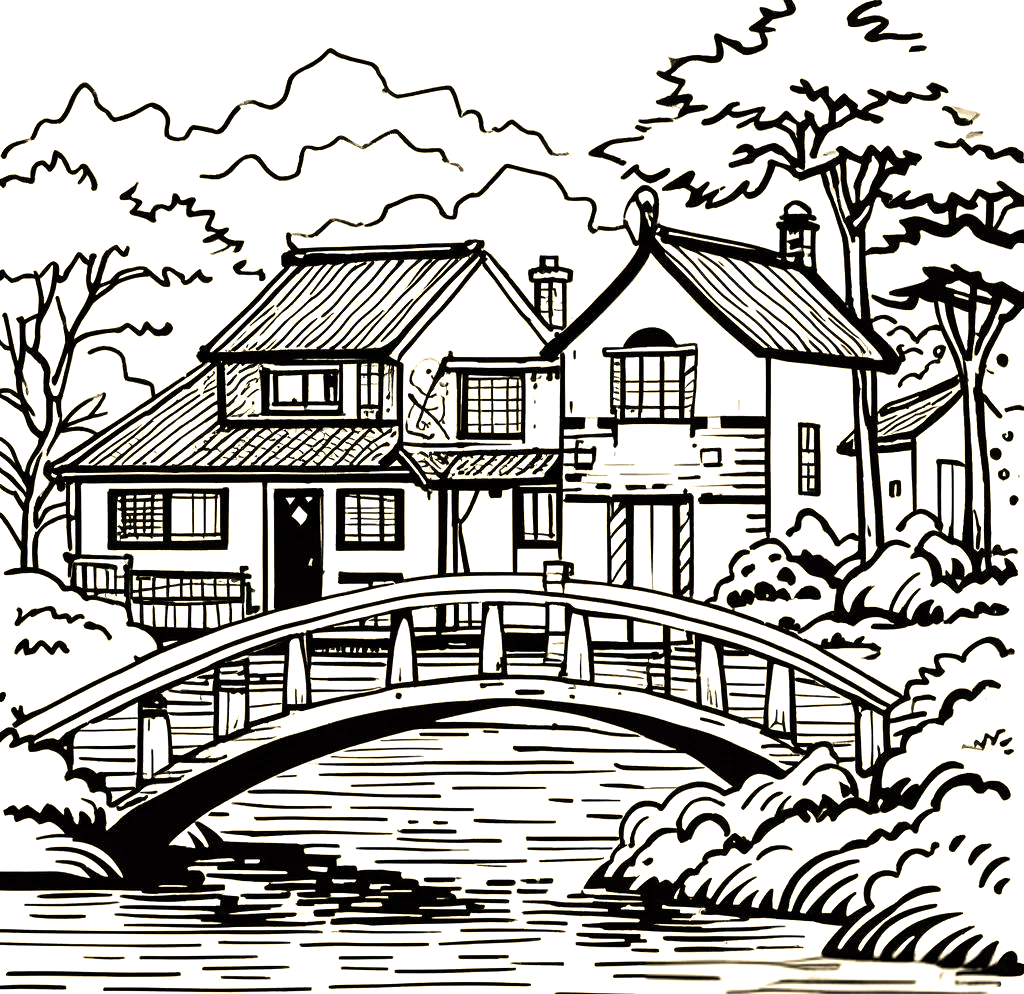山水小桥流水的线描绘画技巧与心得分享