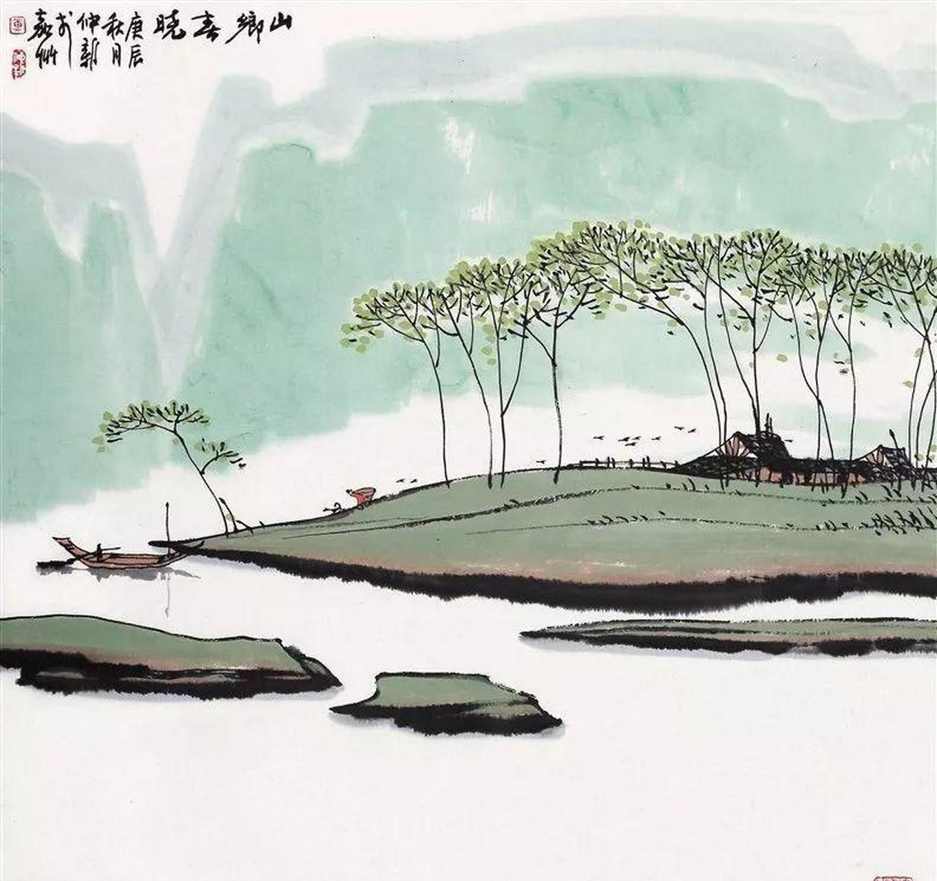 黄仲新 山乡春晓 这些山水虽然简简单单,甚至只寥寥几笔,但读者会很