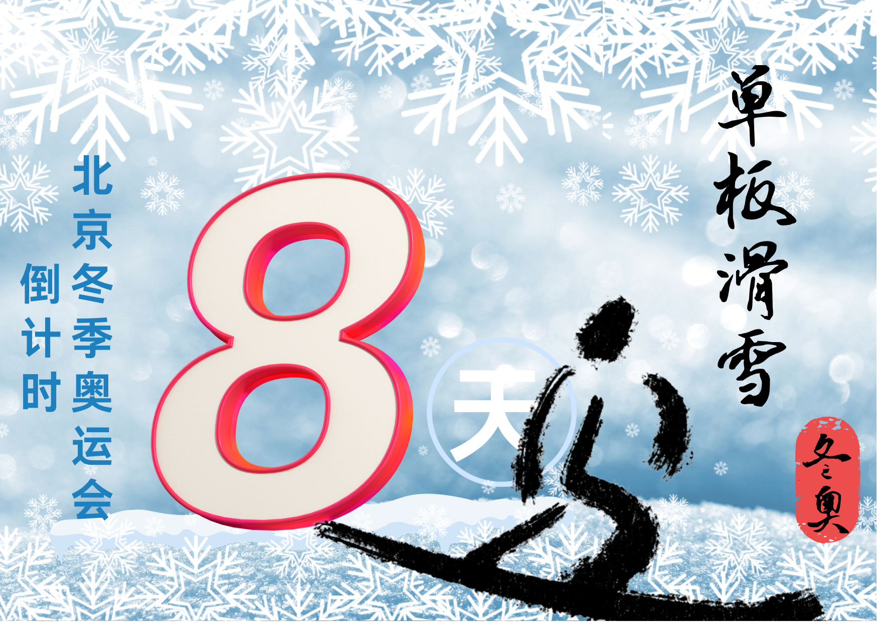 冬奥海报|倒计时8天:单板滑雪