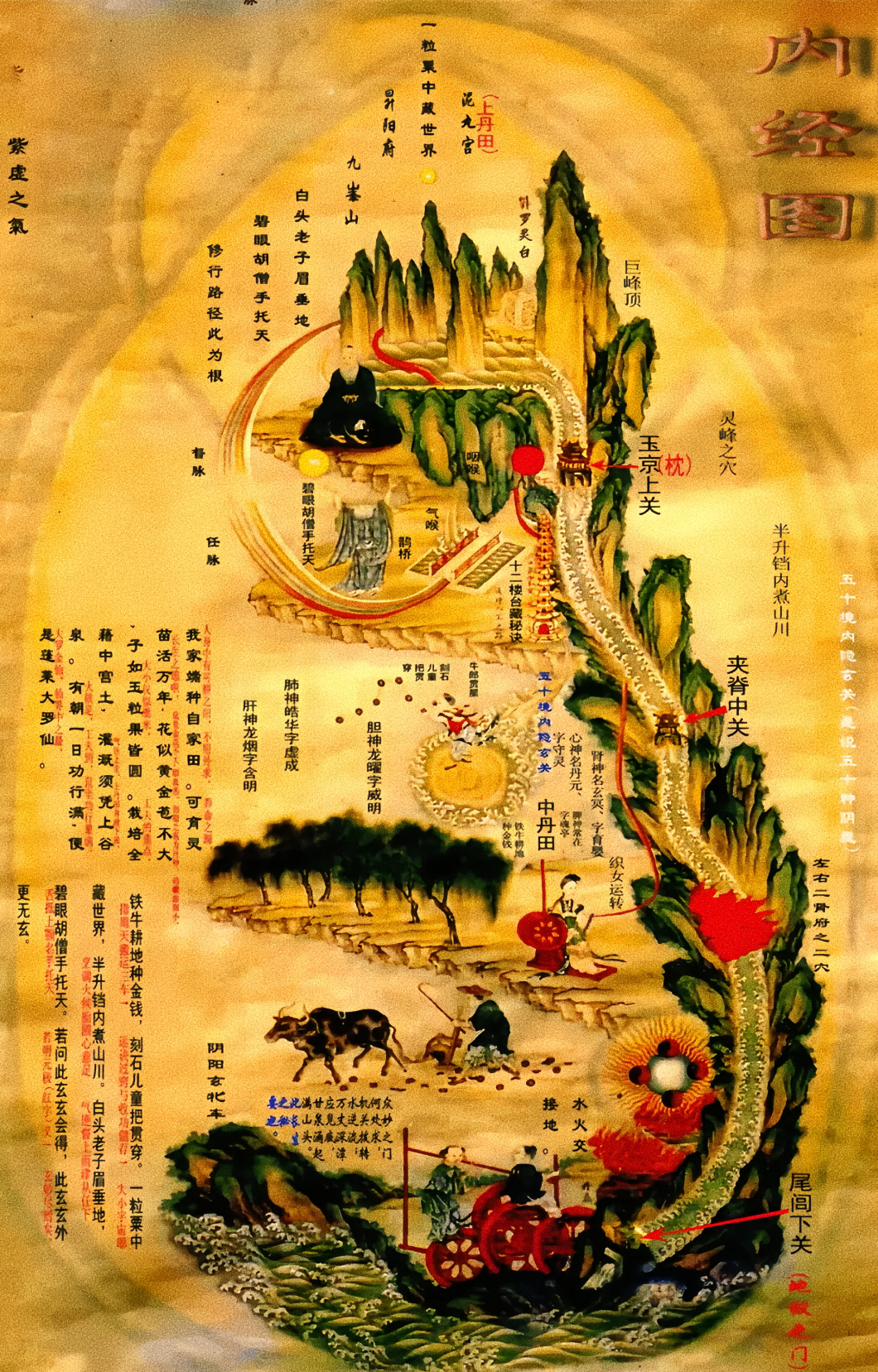 这个图案标记为阴阳玄牝车,象征着人体的会阴穴,亦被称为玄关一窍