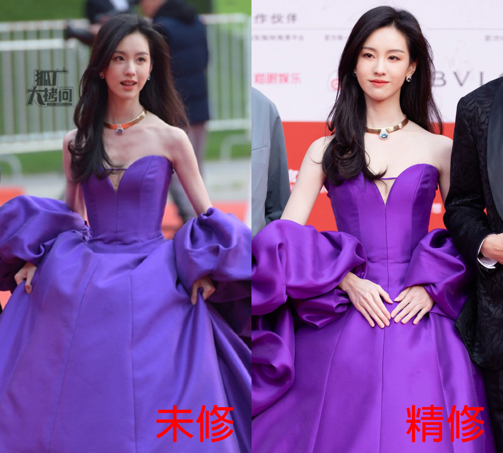 此次北京电影节红毯,倪妮身穿ronald van der kemp的黑色长裙,搭配