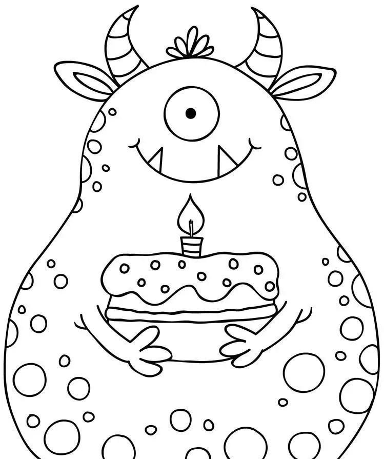 萌化啦—可爱的小怪兽线描简笔画作品!