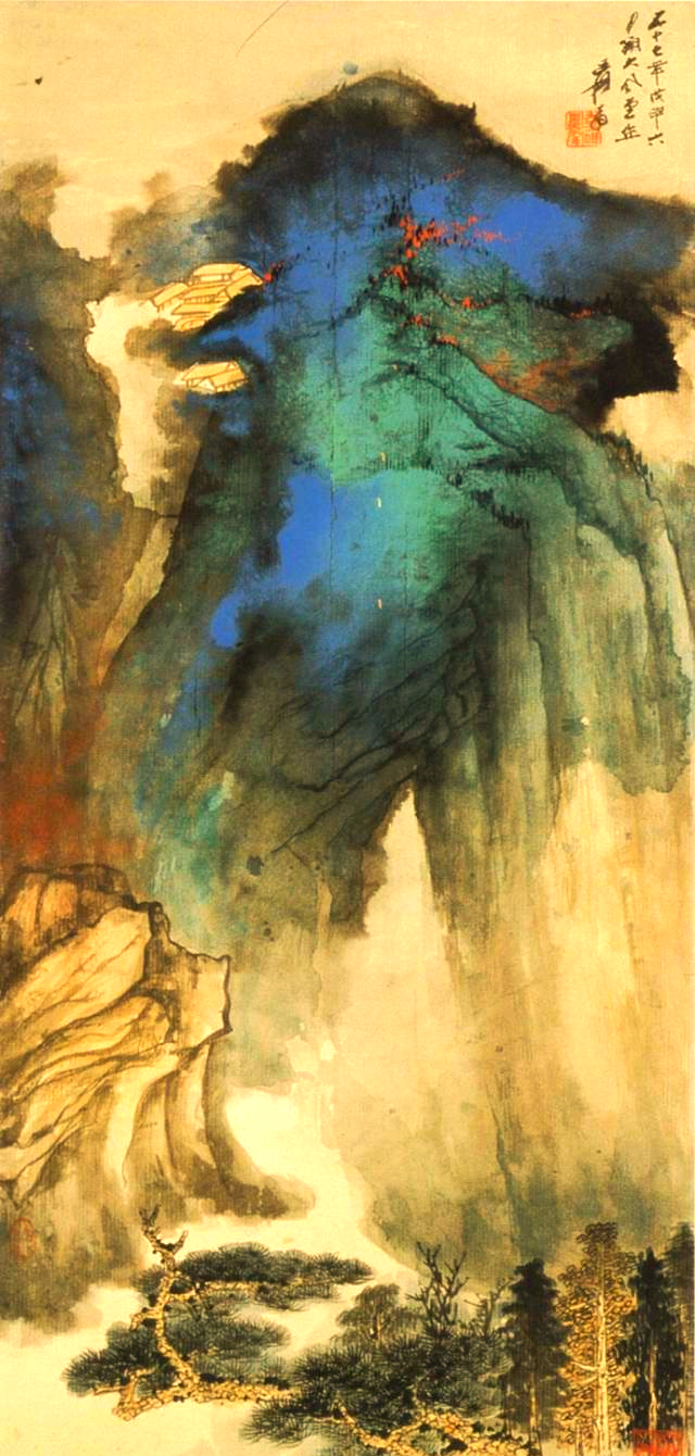 张大千多幅精品泼墨山水,美不胜收!