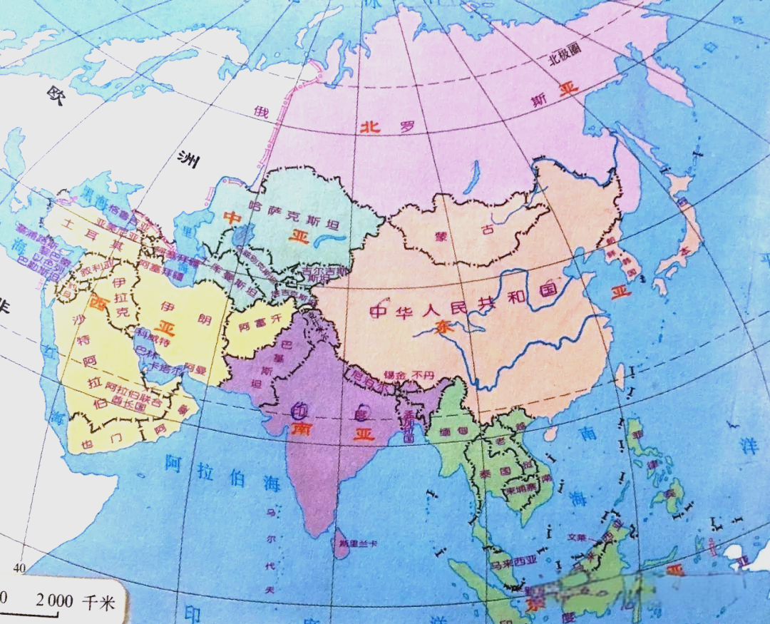 亚洲的众多国家及其分布