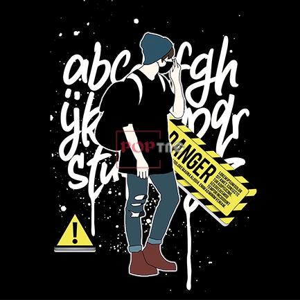 涂鸦字母潮男印花图案服装裁片t恤卫衣烫图印花花型素材