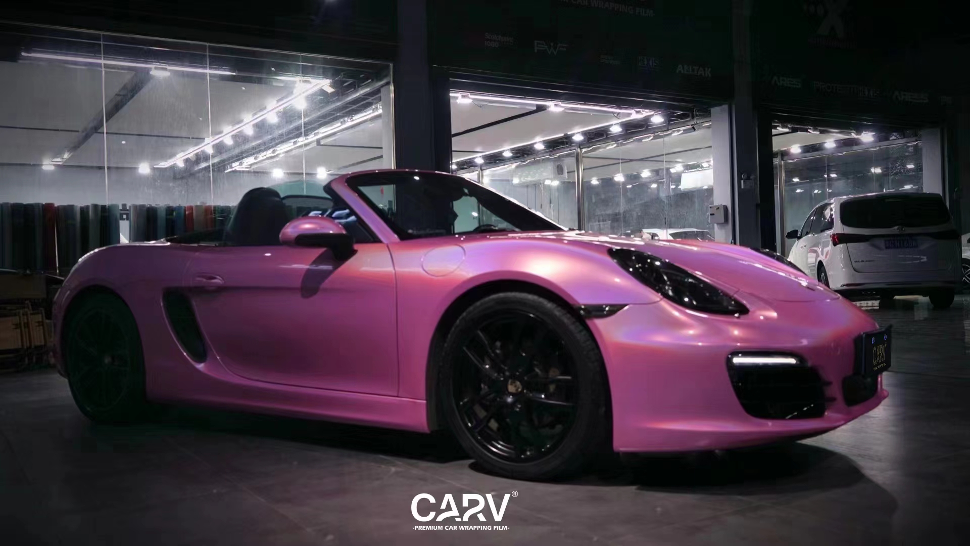 保时捷boxster卡孚改色膜镭射粉,复古朋克梦幻风