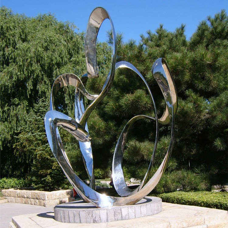 不锈钢飘带雕塑,红色抽象丝带雕塑