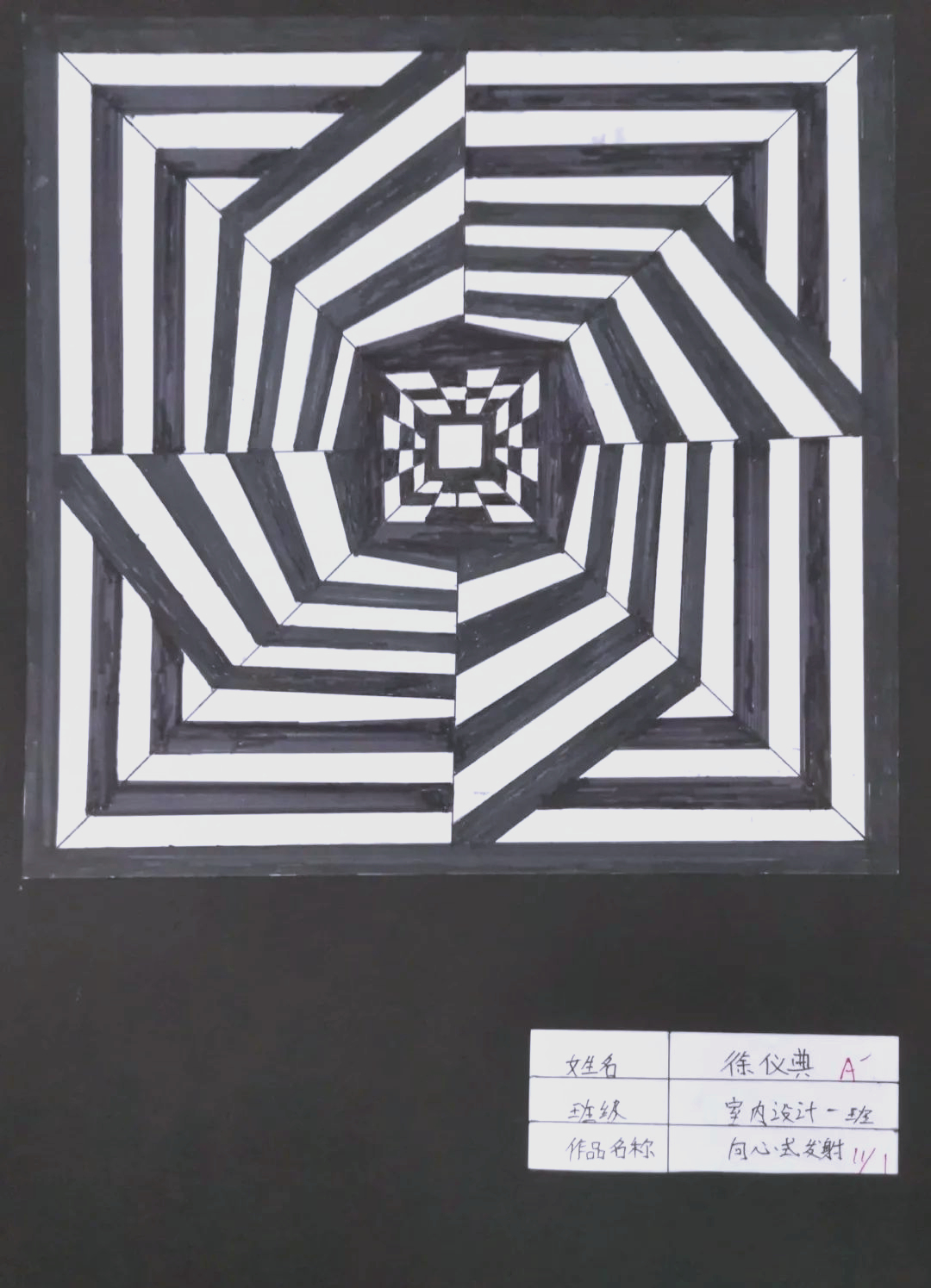 我们可以进行渐变构成的作品展示,通过不同的渐变类型,如形状,大小
