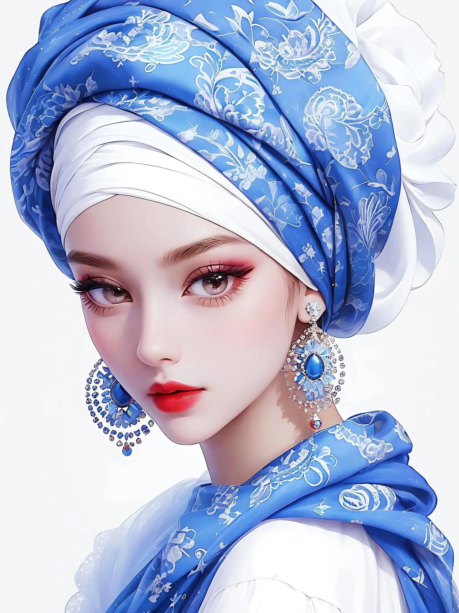 戴头巾的女生头像,既时尚又休闲