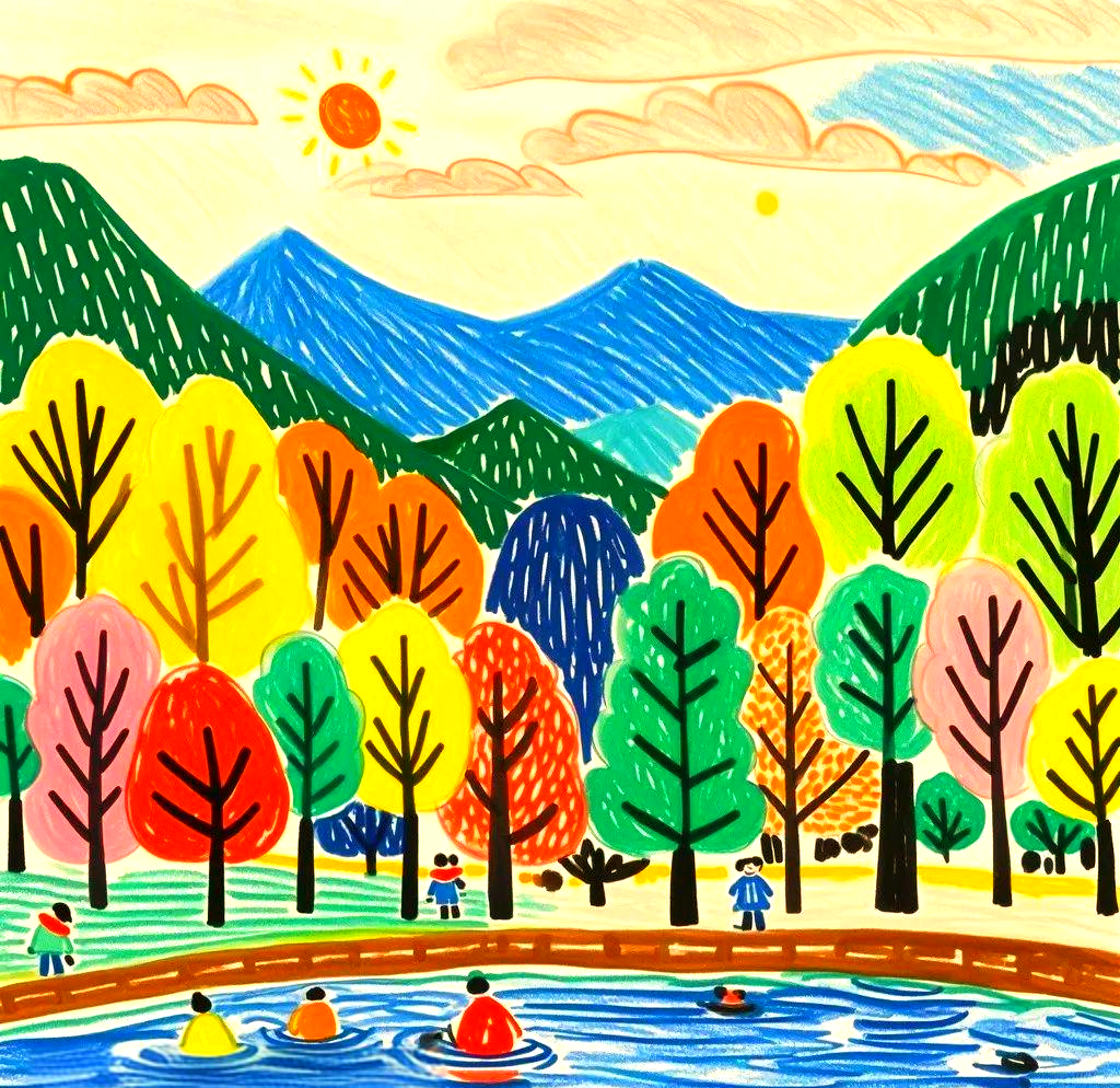 秋天儿童主题绘画精选,探索多样绘画作品与思路