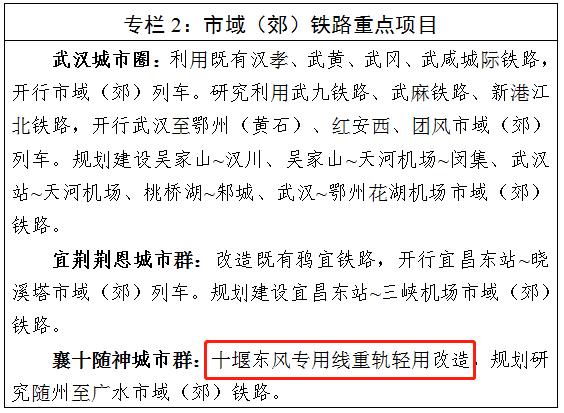 "襄十随神"城市群铁路项目将开建!十堰规划在列