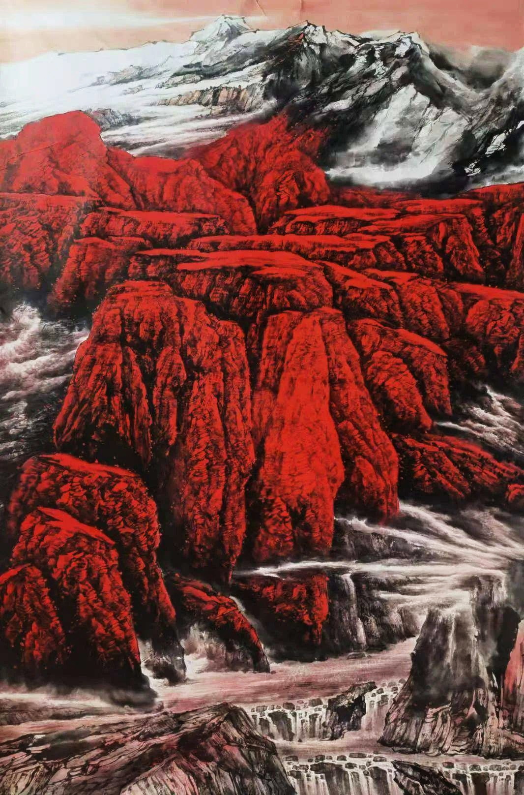 中国红——高劲松山水画作品欣赏