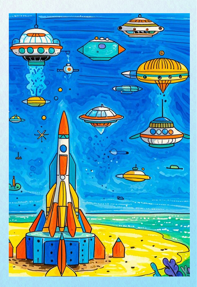 探索未来城市的科技创想绘画