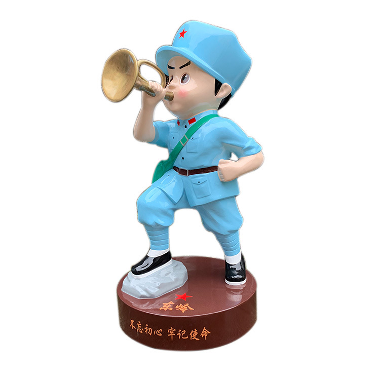 广场玻璃钢红军卡通雕塑