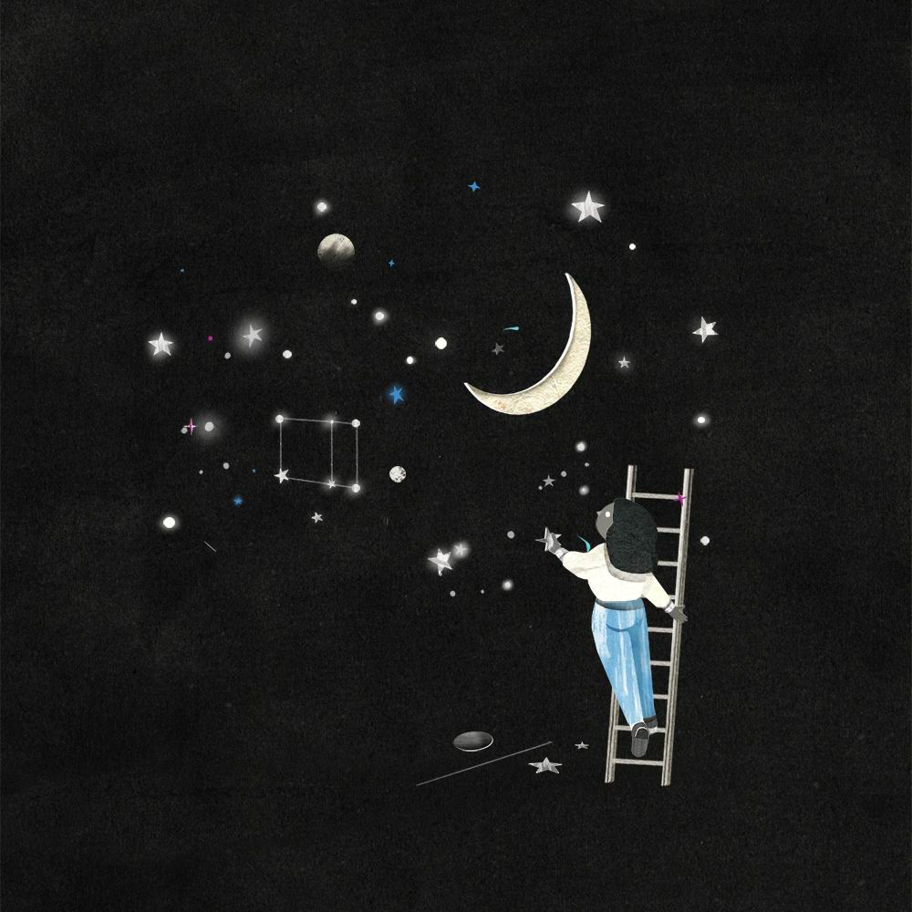月夜星空中的你:一起仰望,月亮之上,那充满星星的夜晚