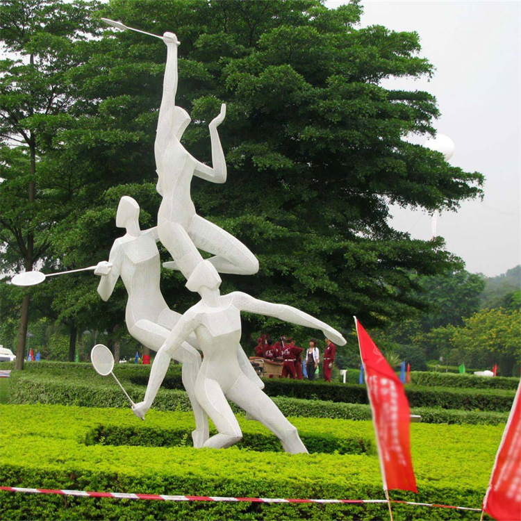打羽毛球人物雕塑,公园运动主题雕塑
