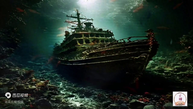 发现了一艘水底沉船,看起来锈迹斑斑有些年头了