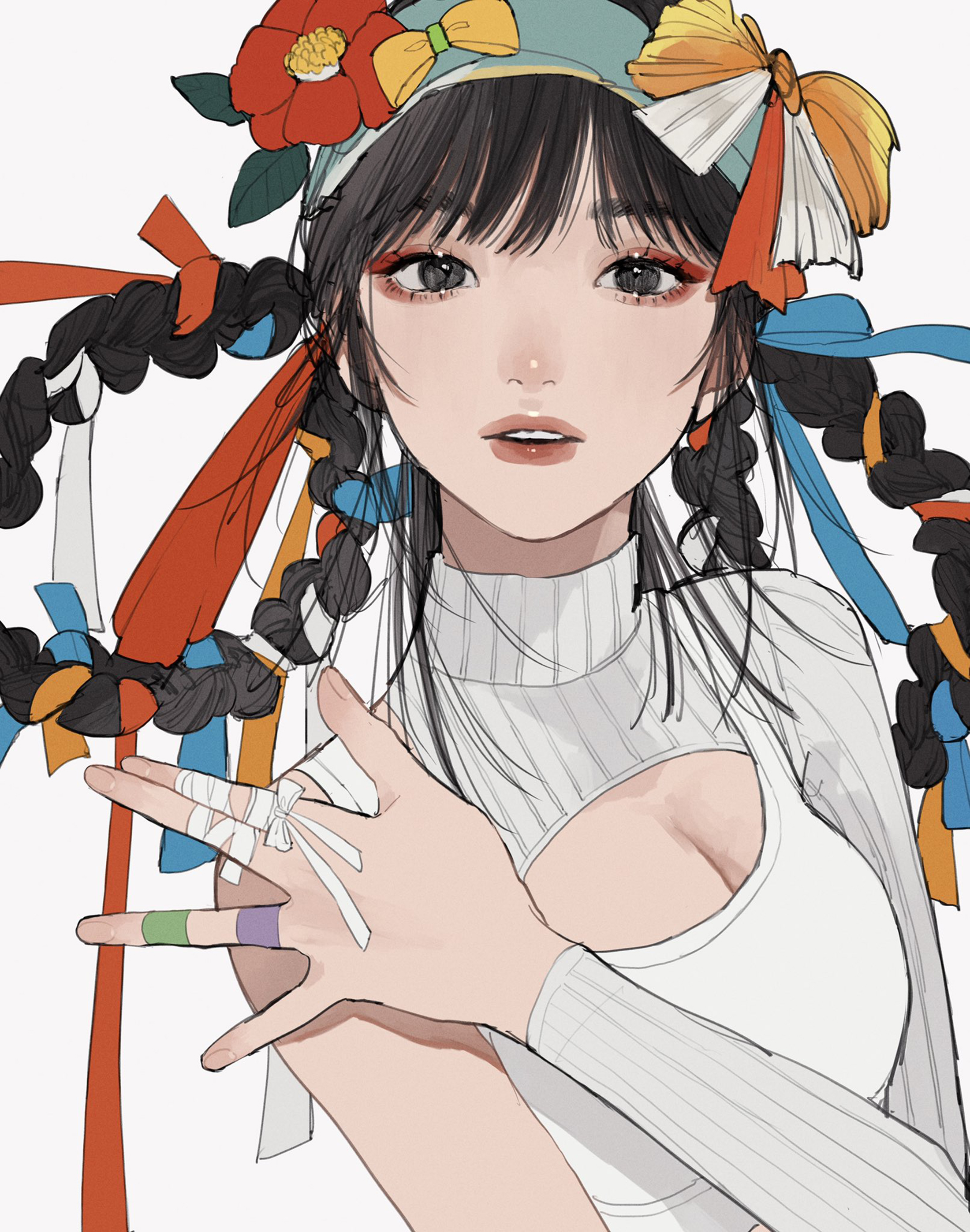 画师 tamimoon 极具个性的高冷小姐姐插画作品