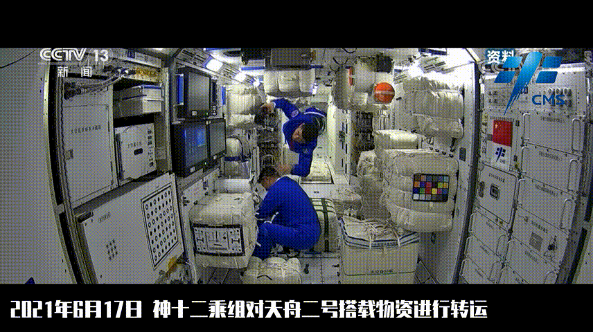 与此前对接的天舟二号货运飞船一起构成三舱(船)组合体