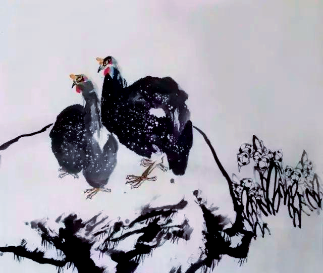 珍珠鸡的国画写意画法详解