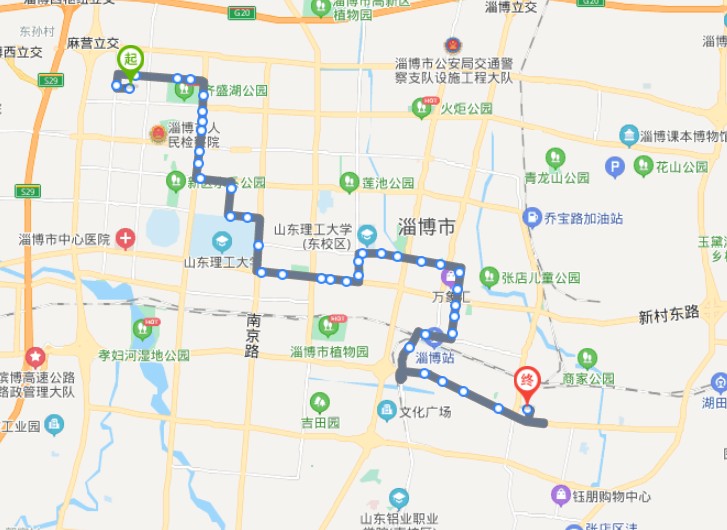 淄博七路公交车路线图图片