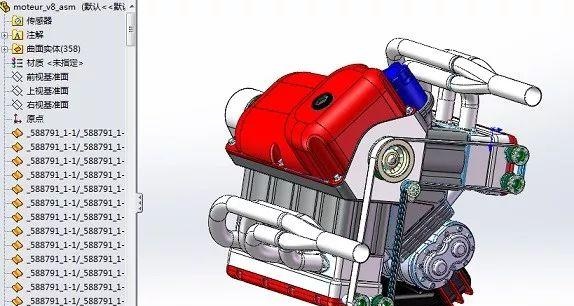 发动机电机 雪佛兰572 v8发动机3d图纸 汽车引擎